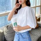 Puff-sleeve Lace Blouse White - One Size