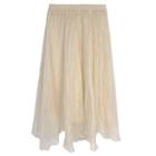 High-waist Asymmetrical Chiffon Midi Skirt Almond - One Size