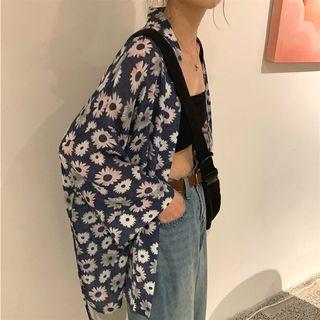 Flower Print Long-sleeve Cardigan
