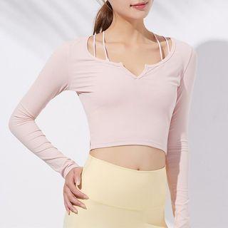 Long-sleeve Strappy Sports Cropped T-shirt
