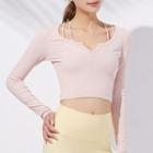 Long-sleeve Strappy Sports Cropped T-shirt