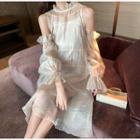 Cold Shoulder Mesh A-line Dress