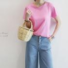 Short-sleeve Colored T-shirt Black - One Size