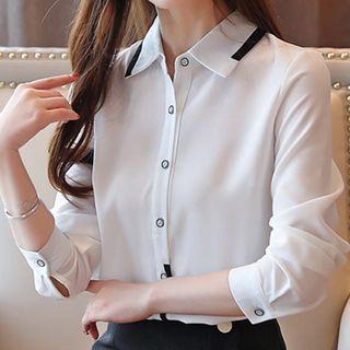 Long-sleeve Contrast Panel Shirt