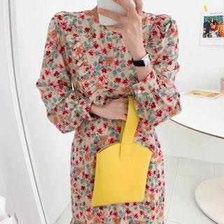 Frilled-detail Floral Print Maxi Dress