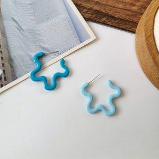 Star Hoop Earring 1 Pair - S925 Silver - Earrings - Blue - One Size