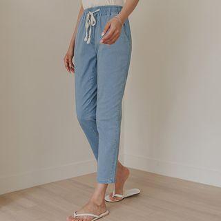 Drawstring Pigment Tapered Pants