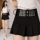 Rivet Mini A-line Pleated Skirt