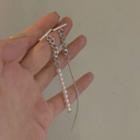 Non-matching Faux Pearl Chain Dangle Earring 1 Pair - Silver - One Size