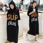 Letter Short-sleeve Hooded Dress