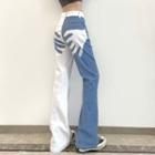 Hand Print Two-tone Boot-cut Jeans