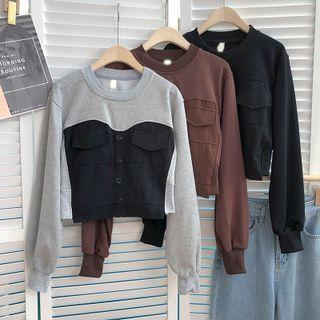 Color Panel Mock Two-piece Sweater