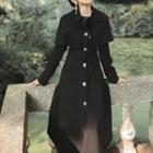 Set: Long-sleeve Button-up Dress + Shrug