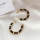 Chained Open Hoop Earring 1 Pair - Gold & Black - One Size