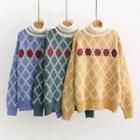 Diamond Print Turtleneck Sweater