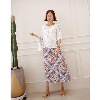 Tassel Pattern Chiffon A-line Long Skirt