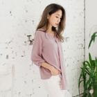 3/4 Sleeve Asymmetric Chiffon Top