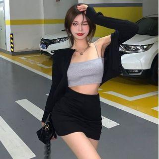 Cropped Camisole Top / Mini Skirt / Cardigan