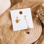 Non-matching Drop Earring 1 Pair - Gold & Brown - One Size