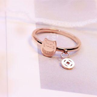 Fortune Cat Stainless Steel Ring