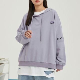 Lettering Print Cutout Hoodie