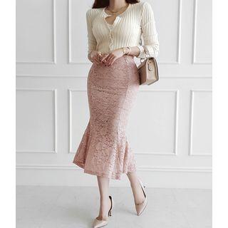 High Band-waist Lace Mermaid Skirt