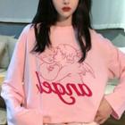 Angle Print Long-sleeve T-shirt Pink - One Size