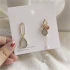 Non-matching Faux Pearl Faux Crystal Dangle Earring 1 Pair - Earrings - Gold - One Size