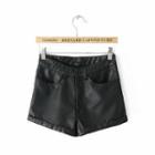 Faux-leather Cuffed Shorts