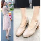 Genuine Leather Block-heel Shoes