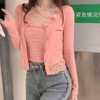Lace Trim Camisole / Cardigan