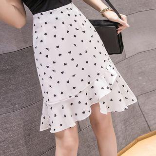 Heart Print A-line Mermaid Skirt