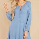 Long-sleeve Henley Mini Shift Dress