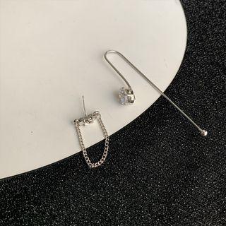 Rhinestone Alloy Cuff Earring 1 Pair - Silver - One Size