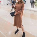 Round-neck Napped Long Pullover Dress