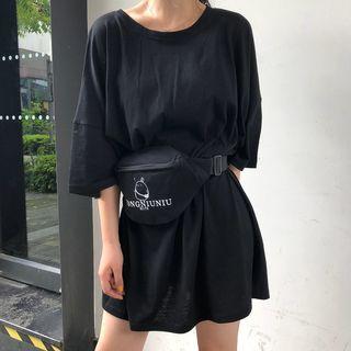 Set: Short-sleeve T-shirt Dress + Waist Bag