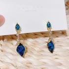 Rhinestone Dangle Earring Cs0231 - 1 Pair - Blue - One Size
