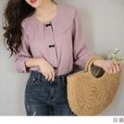 3/4 Sleeve Bow Botton Blouse
