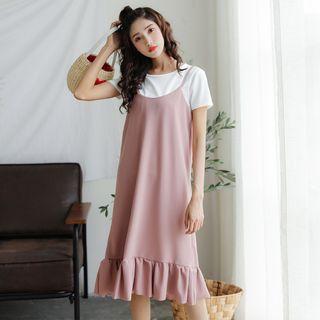 Spaghetti-strap Ruffle Hem Dress