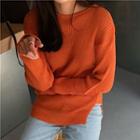 Slit-side Rib-knit Sweater