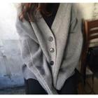 V-neck Stitch Oversize Knit Cardigan