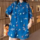 Elbow-sleeve Lollipop Print Shirt