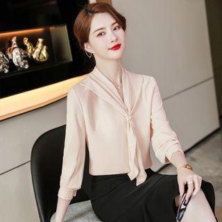 Long-sleeve Plain Blouse / Dress Pants / Midi Mermaid Skirt