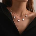 Faux Pearl Alloy Layered Necklace