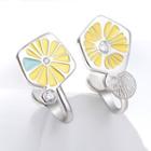 Asymmetrical Lemon Clip-on Earring 1 Pair - Yellow - One Size