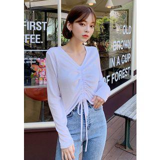 V-neck Drawcord Knit Top
