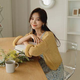 Drop-shoulder Crop Cardigan
