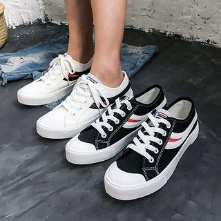 Multi-color Lace-up Canvas Sneakers
