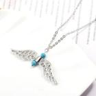Alloy Wings Pendant Necklace Silver - One Size