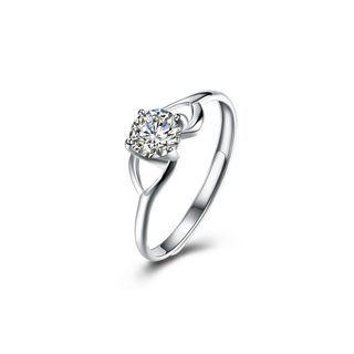 925 Sterling Silver Simple Fashion Geometric Adjustable Ring With Cubic Zircon Silver - One Size